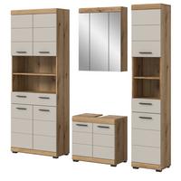 BADMÖBEL-SET 4-teilig Sand Kashmir, Evoke Eiche, Badkombination 200 x 191 cm - Kaschmir/Eichefarben, Glas/Holzwerkstoff (201/191/34cm) - Inn.Furn