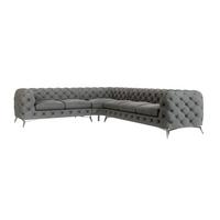 ECKSOFA Chesterfield Laura Grau Samt - Silberfarben/Grau, Holz/Textil (323/264cm) - S-Style Möbel