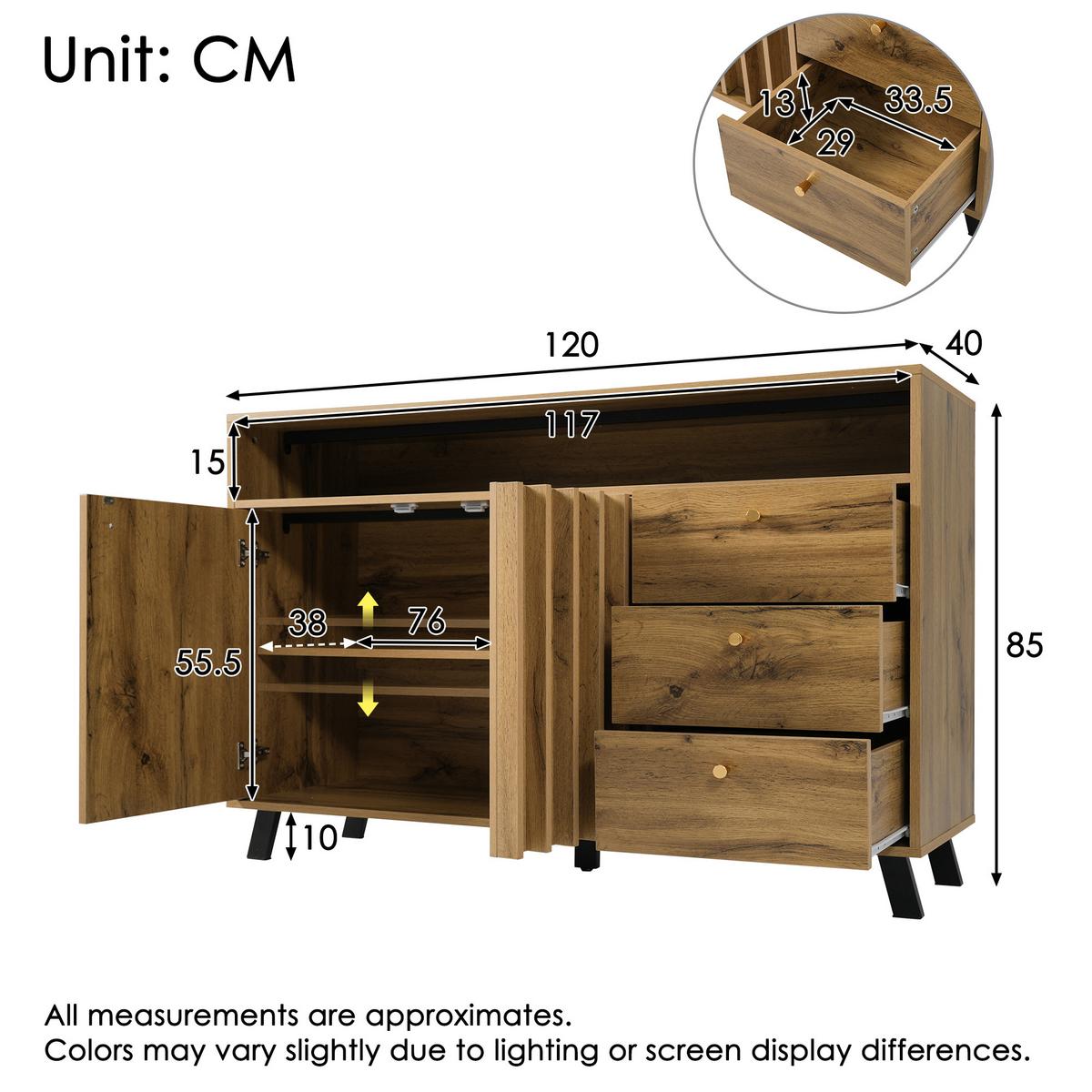 SIDEBOARD 120cm in Dunkler Eiche - Sonoma Eiche, Holzwerkstoff (120/85/40cm) - Urban Meuble