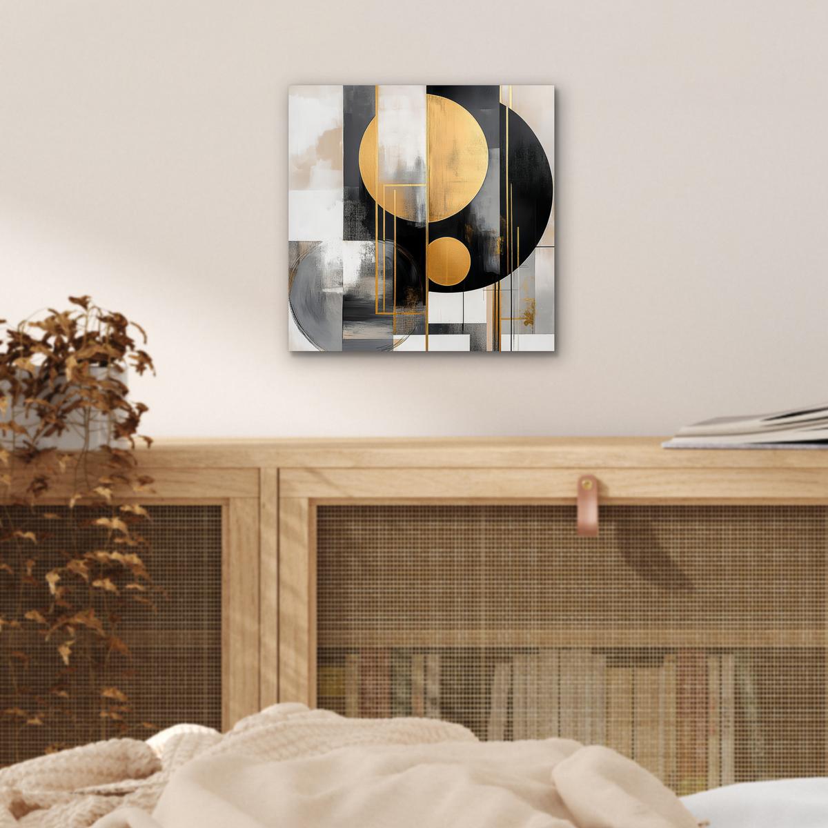 METALLBILD Abstrakt - Gold - Silber - Formen - Ästhetisch - Modern 20x20 cm - Goldfarben, Metall (20/20cm) - MuchoWow