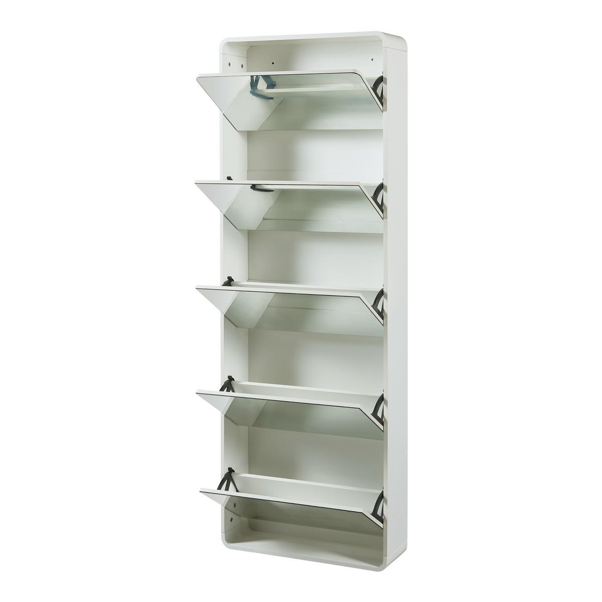 SCHUHKIPPER Aure - Weiß, Glas/Holz (63/180/19.5cm) - [en.casa]