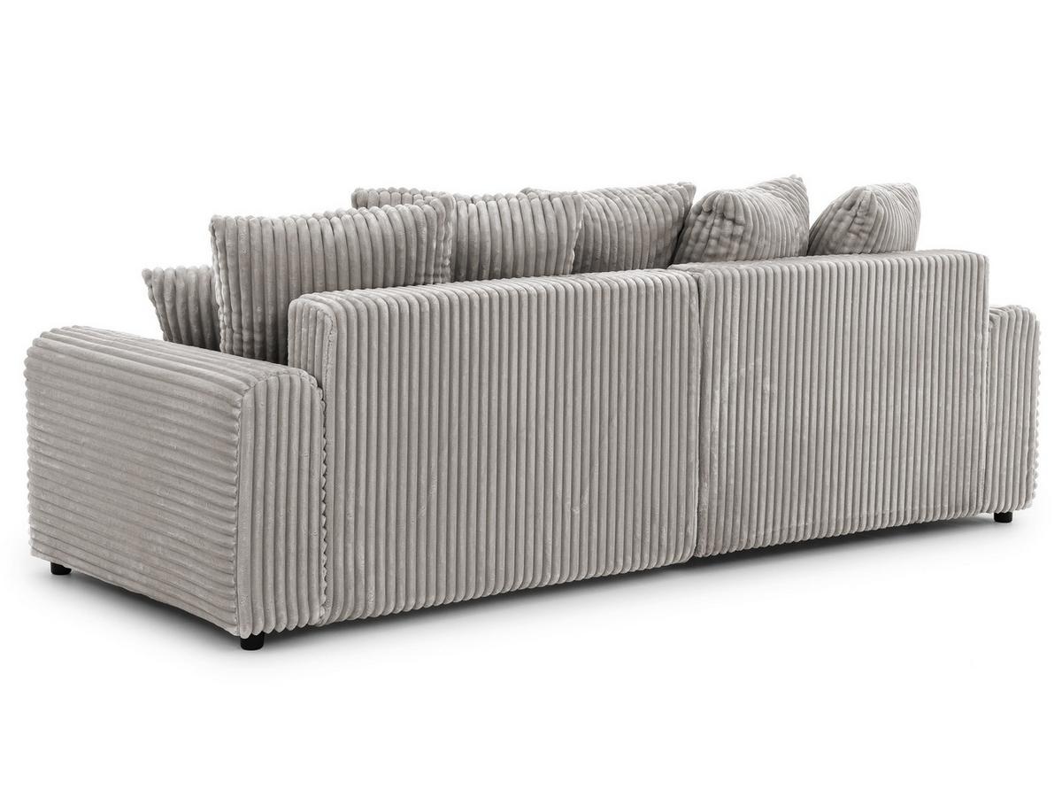 ECKSOFA Calma mit Schlaffunktion und Bettkasten im Bumpy-Design aus weichem Taupe Plüschcord - Ottomane links - Taupe/Schwarz, Holz/Kunststoff (239/140cm) - S-Style