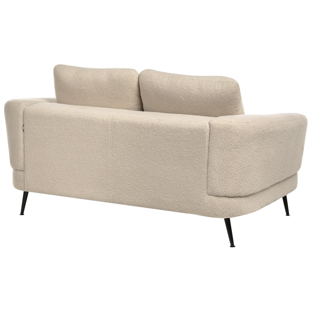 SOFA-SET 3-Sitzer Bouclé Hellbeige Kjaer - Beige/Schwarz, Textil (155/100/100cm) - Beliani