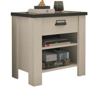 NACHTTISCH weiß Pinie, anthrazit, Landhaus Nachtkommode mit Schubkasten in Komforthöhe - Anthrazit/Weiß, Holzwerkstoff/Metall (60/61/39cm) - Furn.Design
