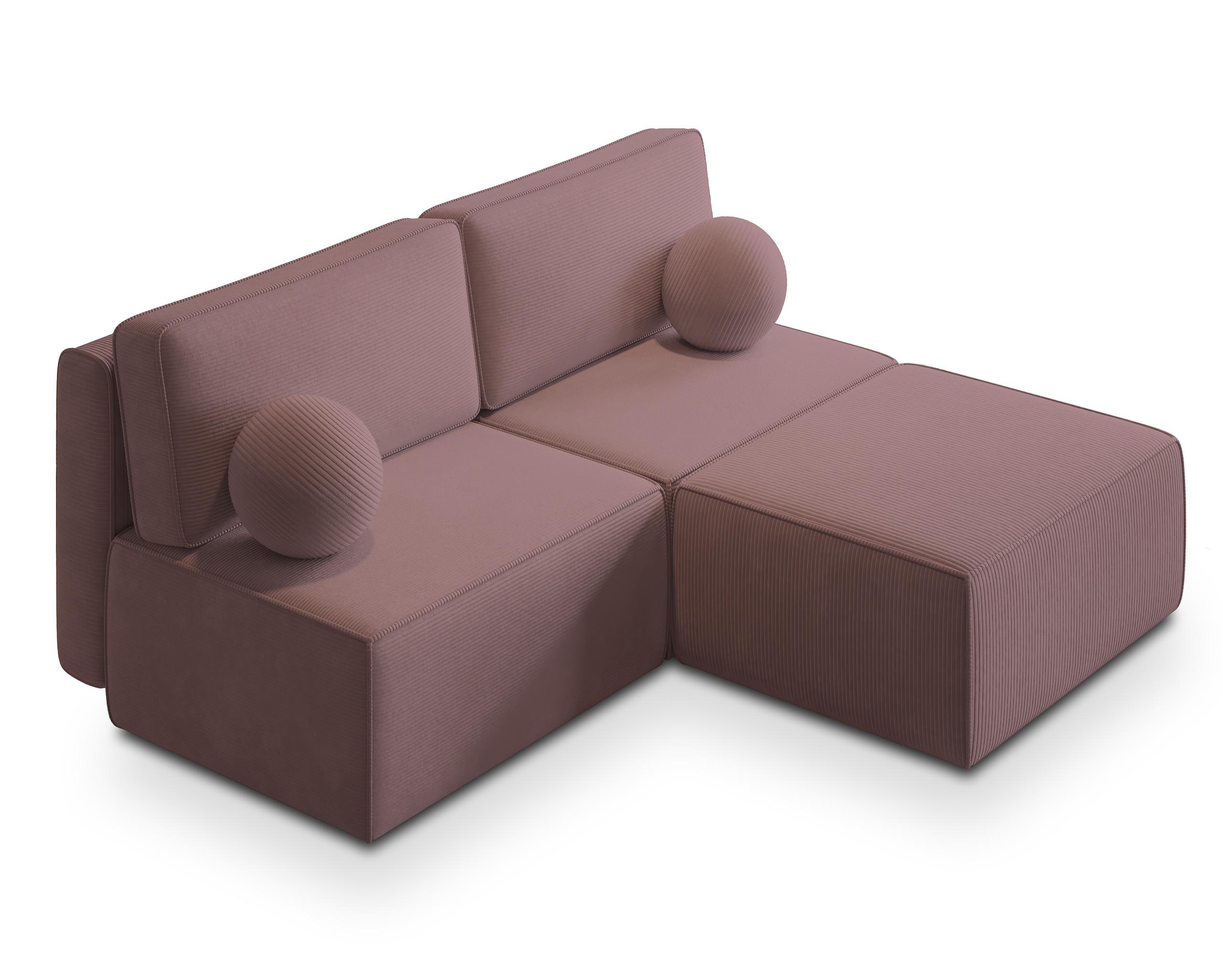 ECKSOFA VARNA P Lila Kordstoff mit Schlaffunktion - Lila/Grau, Holz/Kunststoff (196/158cm) - MASSENO