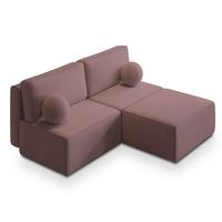 ECKSOFA VARNA P Lila Kordstoff mit Schlaffunktion - Lila/Grau, Holz/Kunststoff (196/158cm) - MASSENO