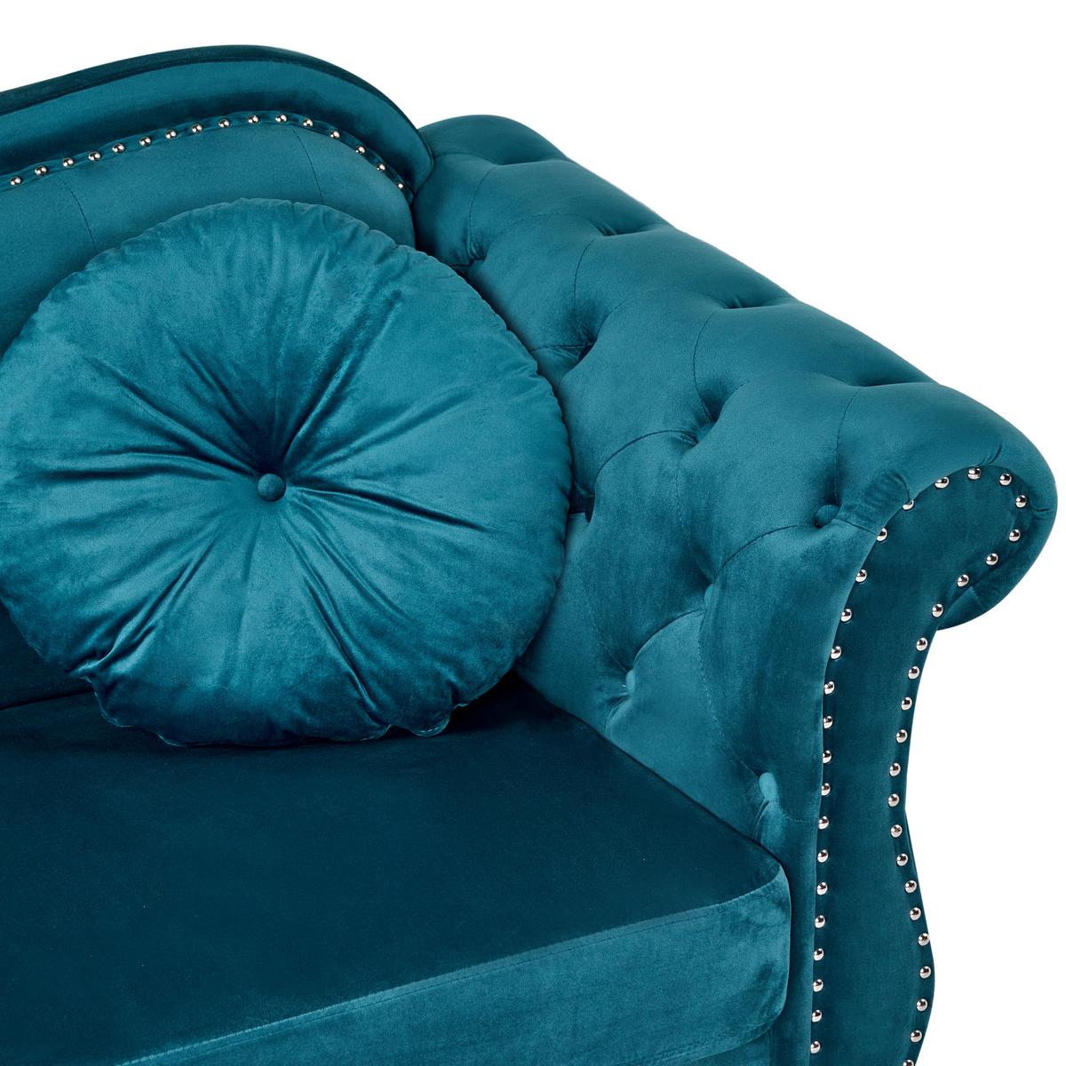3-SITZER-SOFA Samtstoff Blaugrün Skien - Jadegrün, Textil (204/86/78cm) - Beliani