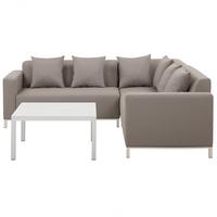 LOUNGE SET 5-Sitzer cremeweiß rechtsseitig modular Belize - Creme, Textil - Beliani