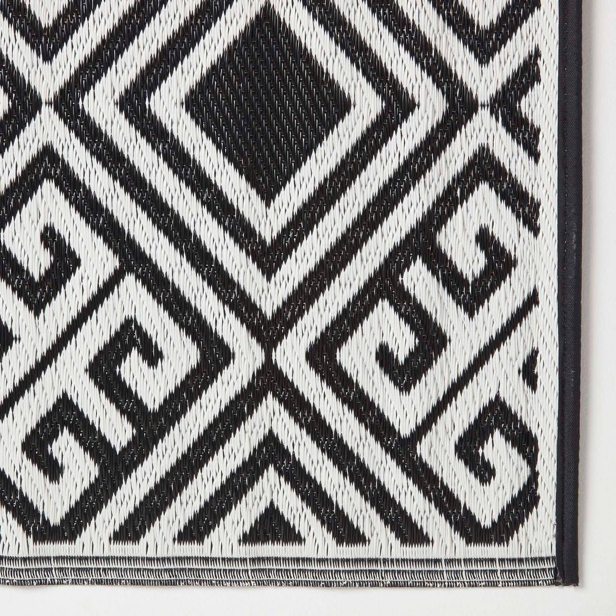 OUTDOORTEPPICH-LÄUFER, Damast-Muster 72/198 cm - Schwarz, Kunststoff (73/198cm) - Homescapes