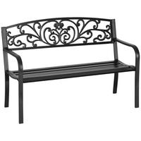 WETTERFESTE SITZBANK, bis 250 kg Belastbar, 127cm x 60cm x 87cm, Metall, Schwarz - Schwarz, Metall (60/87/127cm) - Outsunny