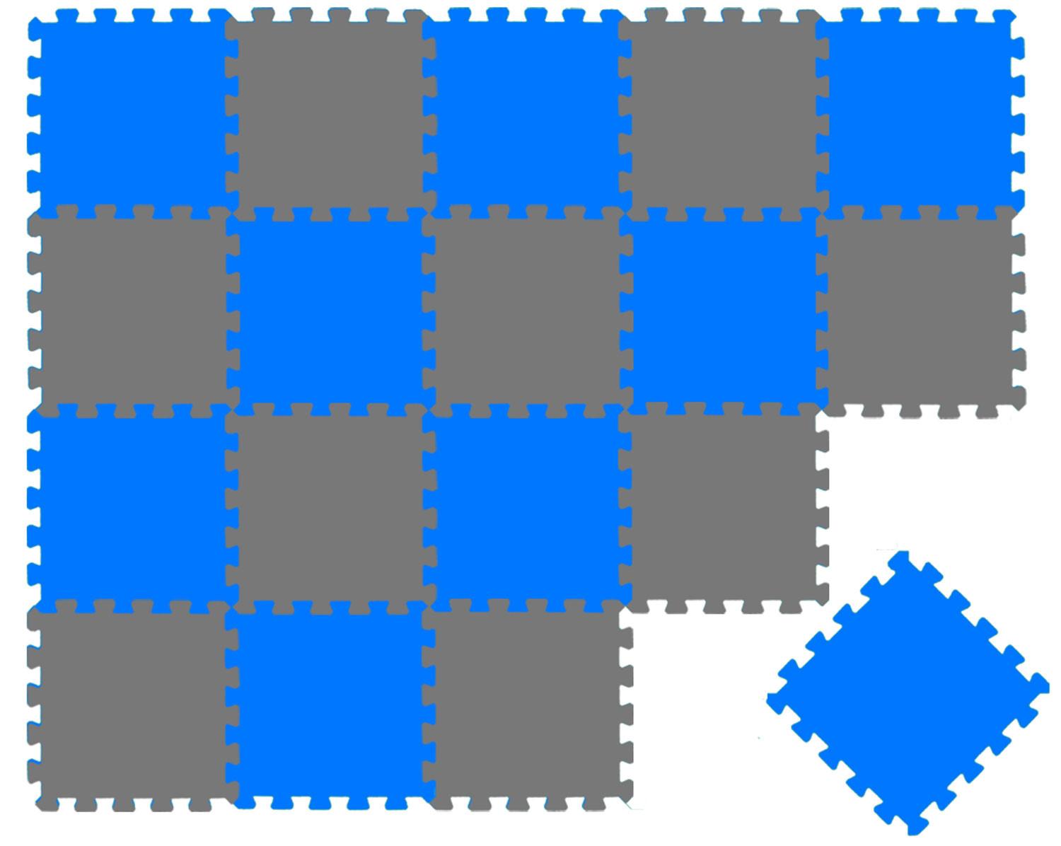 SPIELMATTE ab Null - 180/90/1 cm Puzzlematte Grau - Blau/Grau, Kunststoff (30/30cm) - Littletom