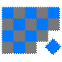 SPIELMATTE ab Null - 180/90/1 cm Puzzlematte Grau - Blau/Grau, Kunststoff (30/30cm) - Littletom