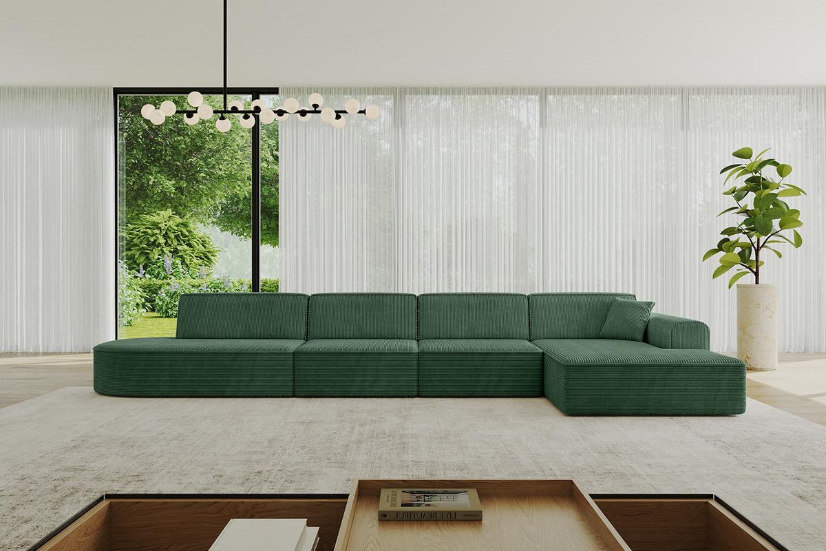 ECKSOFA Ottomane Rechts IREA-L3-v3 - 412x165x77 cm Grün - Currygelb, Holzwerkstoff/Textil (412/165cm) - ALTDECOR