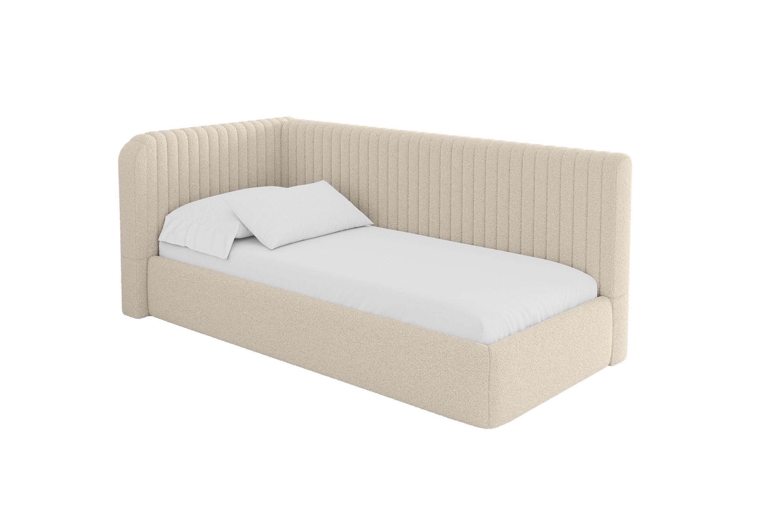 EINZELLBETT Jugendbett mit Bettkasten, Rechts - AURY 100x200 Dunkelbeige - Taupe, Holzwerkstoff/Textil (100/200cm) - ALTDECOR