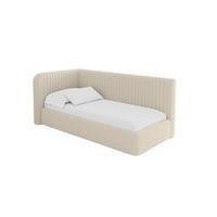 EINZELLBETT Jugendbett mit Bettkasten, Rechts - AURY 100x200 Dunkelbeige - Taupe, Holzwerkstoff/Textil (100/200cm) - ALTDECOR