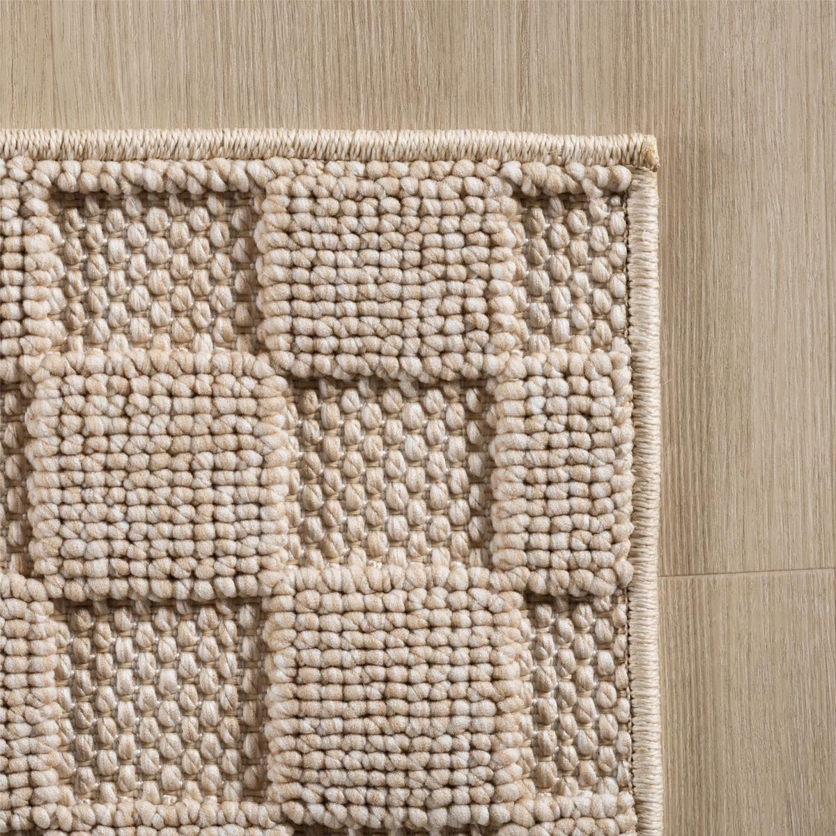 TEPPICH Flachgewebe LANGAU in Beige, mit Schachbrettmuster, 140 x 200 cm - Beige, Textil (140/200cm) - KADIMA DESIGN