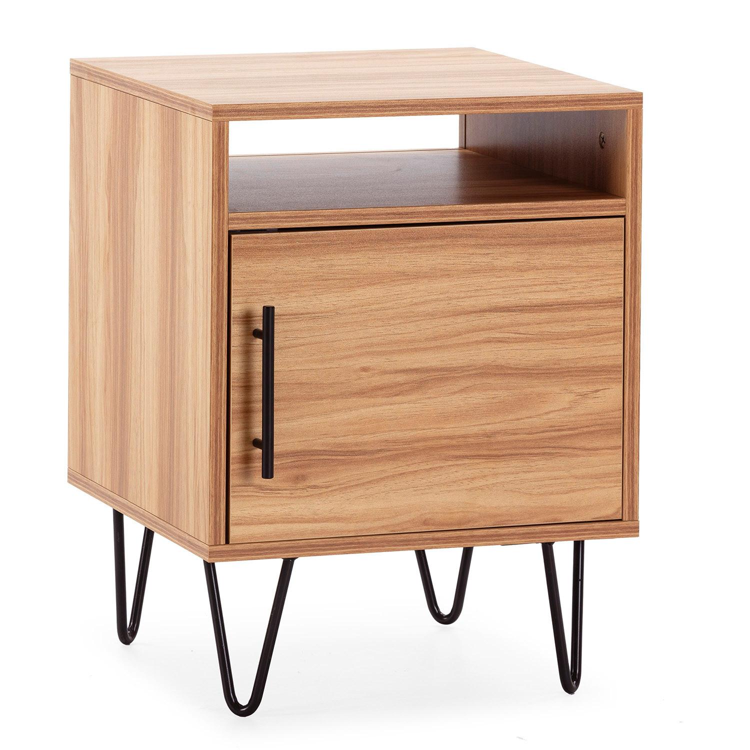 NACHTTISCH Alma 1 Tür Holzfarbe, Metallfüße - Wildeiche, Holzwerkstoff/Kunststoff (40/55/40cm) - VS Venta-stock