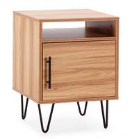 NACHTTISCH Alma 1 Tür Holzfarbe, Metallfüße - Wildeiche, Holzwerkstoff/Kunststoff (40/55/40cm) - VS Venta-stock