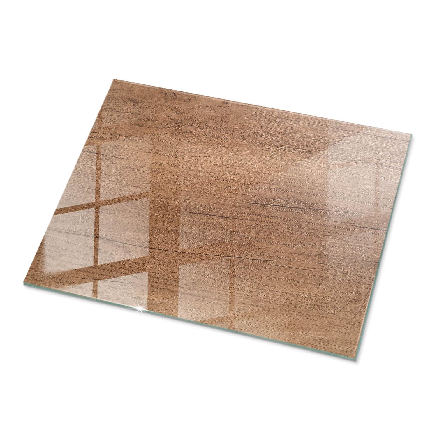 TISCHPLATTE 80x60 cm Natürliche Holzmaserung - Braun, Glas (0.4/80/60cm) - TULUP