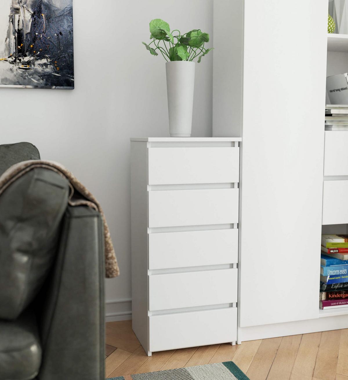 KOMMODE Weiß 92/40/35 - Weiß, Holzwerkstoff (40/92/35cm) - RAUMHIRSCH FURNITURE