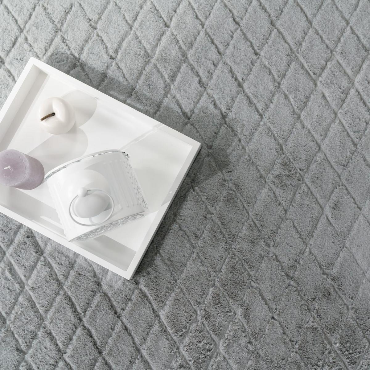 HOCHFLORTEPPICH Rauten Grau 200 x 280 cm - Grau, Kunststoff (200/280cm) - TT Home