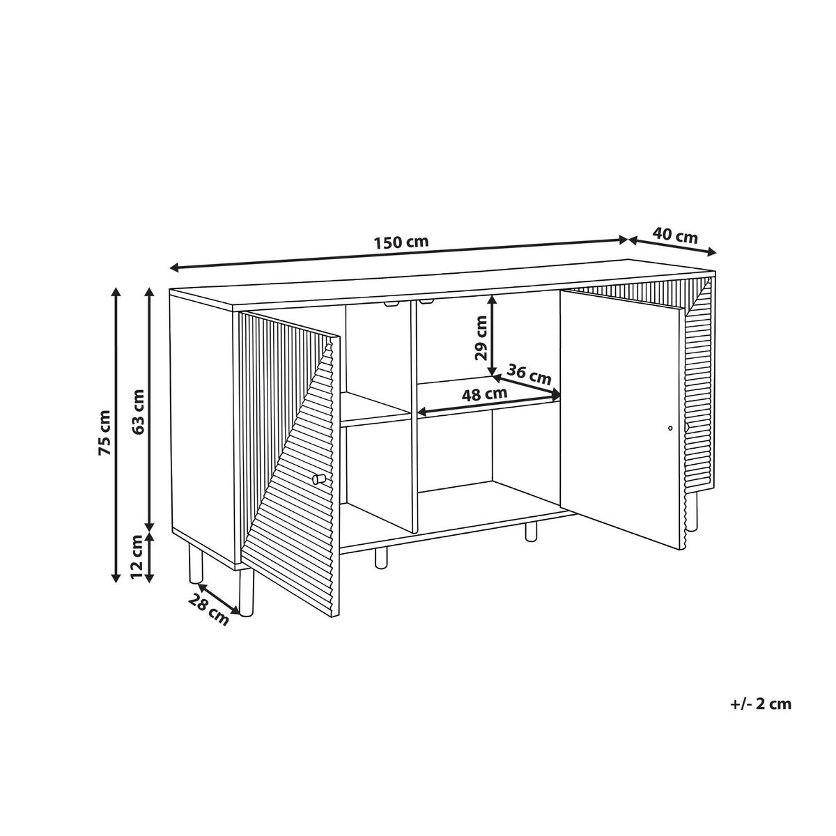 SIDEBOARD mit 3 Türen Hellbraun Ronge - Hellbraun/Braun, Holz/Holzwerkstoff (150/75/40cm) - Beliani