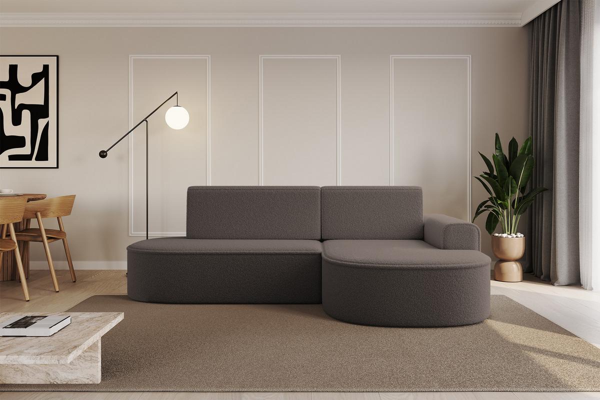 ECKSOFA mit Schlaffunktion und Bettkasten Ottomane Rechts MARI-L1-S - 283x167x73 cm Braun Bouclé - Schwarz/Braun, Holzwerkstoff/Kunststoff (167/283cm) - ALTDECOR