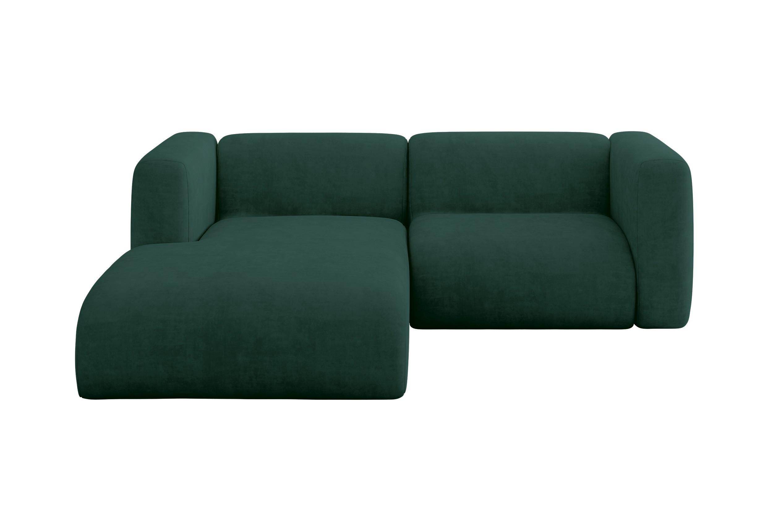 ECKSOFA Ottomane Links MIRA-L1 227x179x89 Grün Velours - Dunkelgrün/Schwarz, Holzwerkstoff/Kunststoff (227/179cm) - ALTDECOR