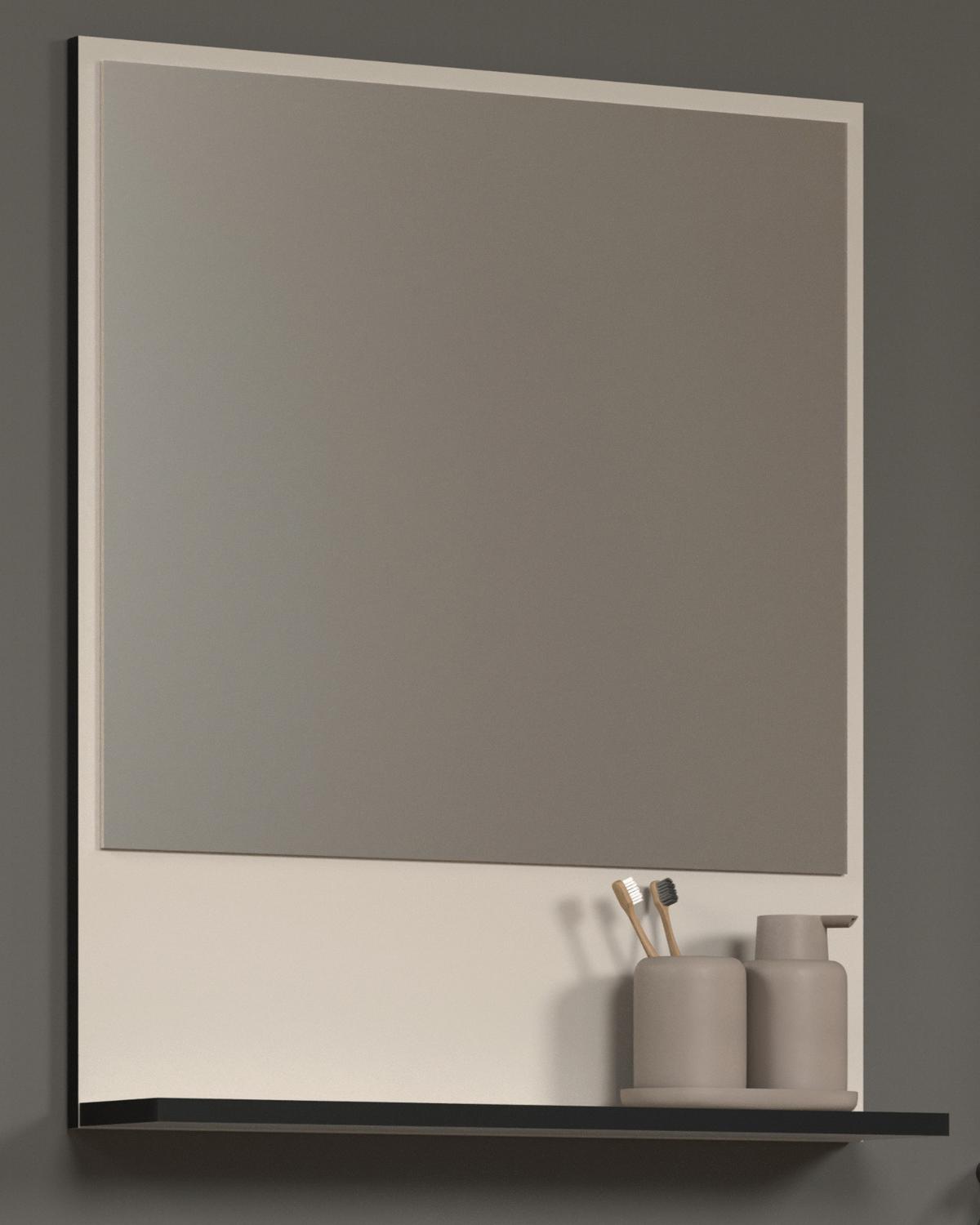 BADSPIEGEL Kaschmir, grau 60 cm, Badezimmer Spiegel mit Ablage - Kaschmir/Grau, Glas/Holzwerkstoff (60/74/14cm) - Top.Furn