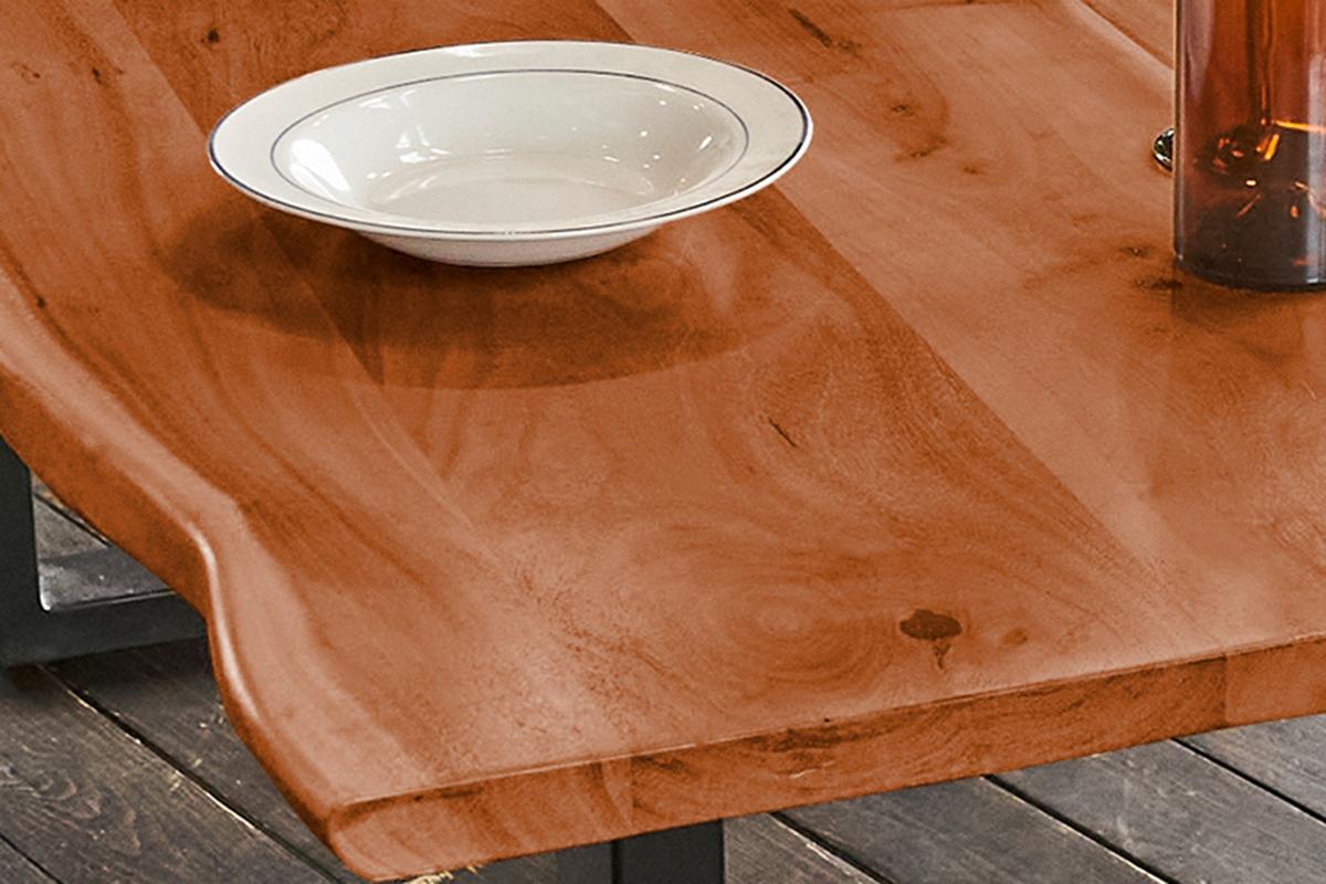 ESSTISCH LORE Holz Akazie - Nussbaumfarben/Schwarz, Holz/Metall (90/180/76cm) - KAWOLA