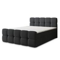 BOXBETT BRUME 200x200 cm mit Matratze und Topper, H2+H3 - Schwarz - Schwarz, Holz (200/200cm) - MASSENO