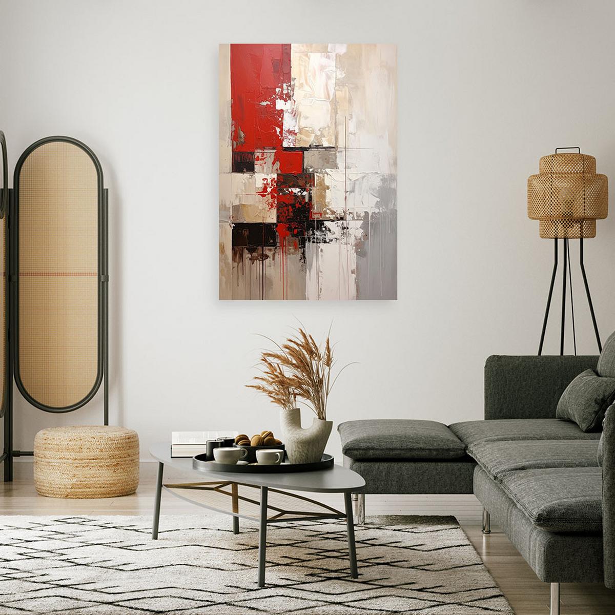 WANDBILD, Rot beige Abstrakt - Rot, Textil (20/30cm) - Feeby