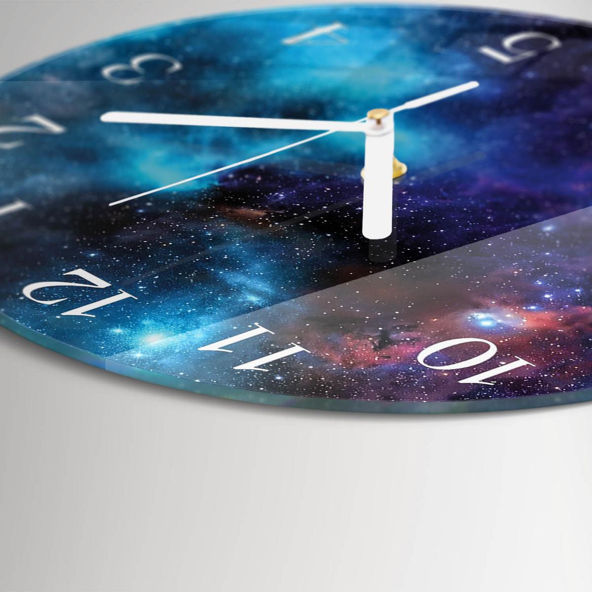 WANDUHR aus Glas Ø30 cm - Sternenhimmel - Blau, Glas (30/30/0.4cm) - TULUP