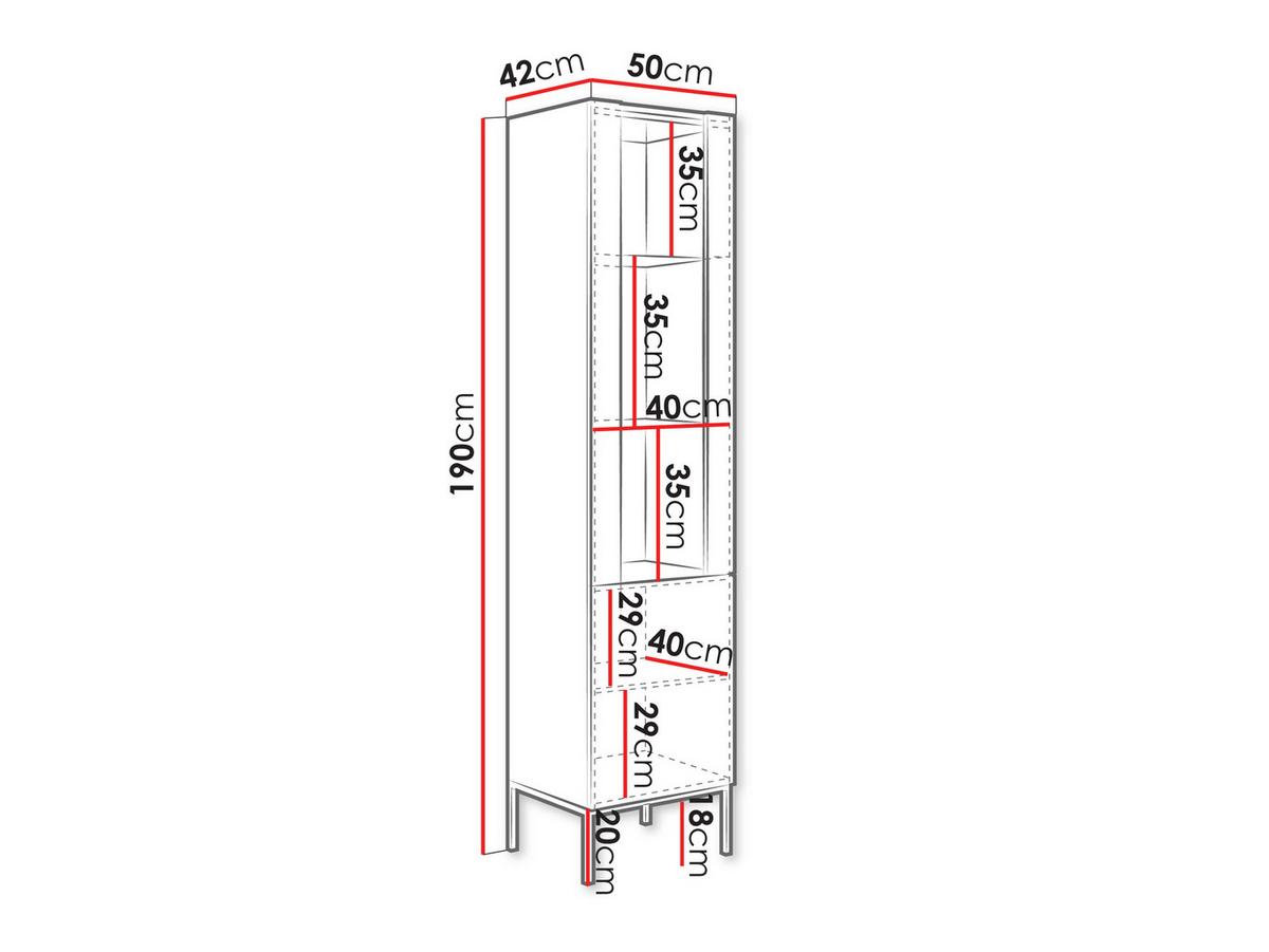 VITRINE Como - Kaschmir/Schwarz, Holzwerkstoff/Metall (50/190/42cm) - MIRJAN24