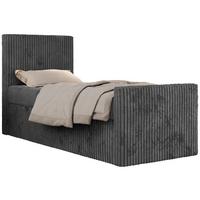 JUGENDBETT TILIO DUO 90/200 - Grau Cord - H4 - Links Seite - Grau, Textil (90/200cm) - MKS
