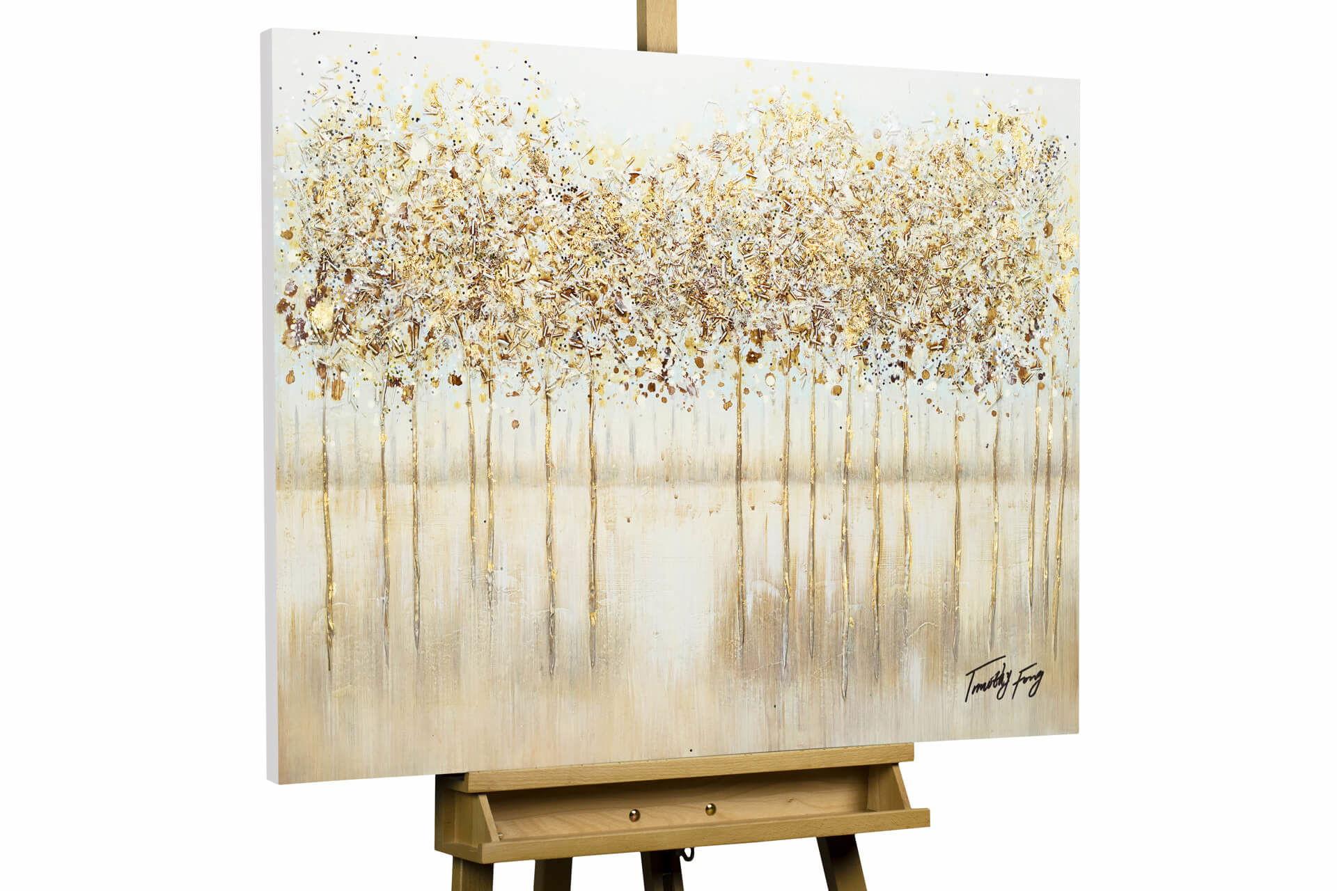 ACRYLBILD HANDGEMALT 100/75 cm - Goldfarben/Kupferfarben, Holz/Textil (100/75cm) - KUNSTLOFT