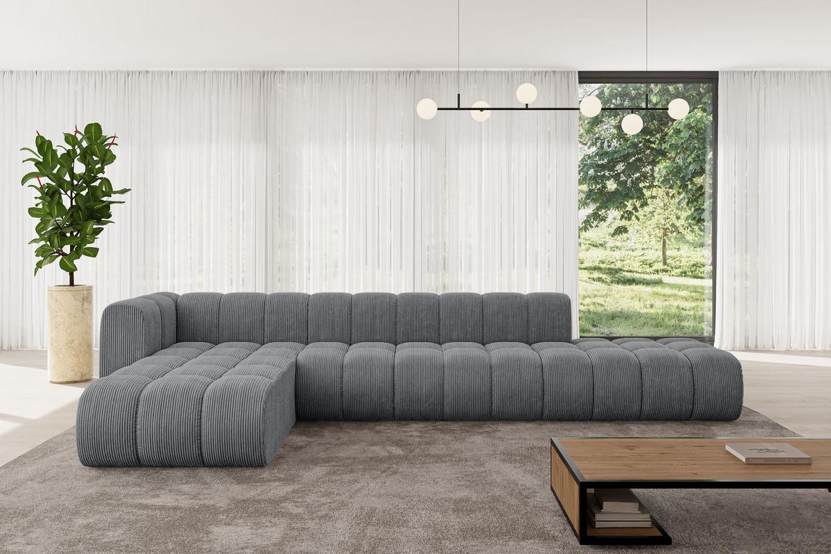 ECKSOFA modulares Sofa Zuvon-L2 - 387x177x70 cm Dunkelgrau - Dunkelgrau, Holzwerkstoff/Textil (387/177cm) - ALTDECOR