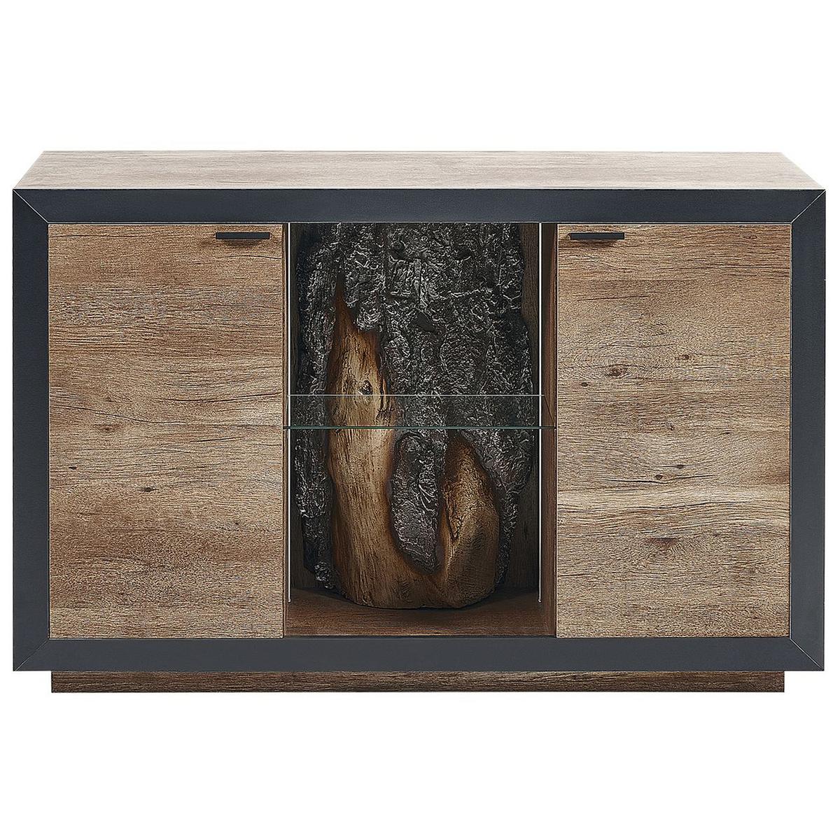 SCHRANK Braun/Schwarz Marana - Schwarz, Holzwerkstoff (120/75/42cm) - Beliani