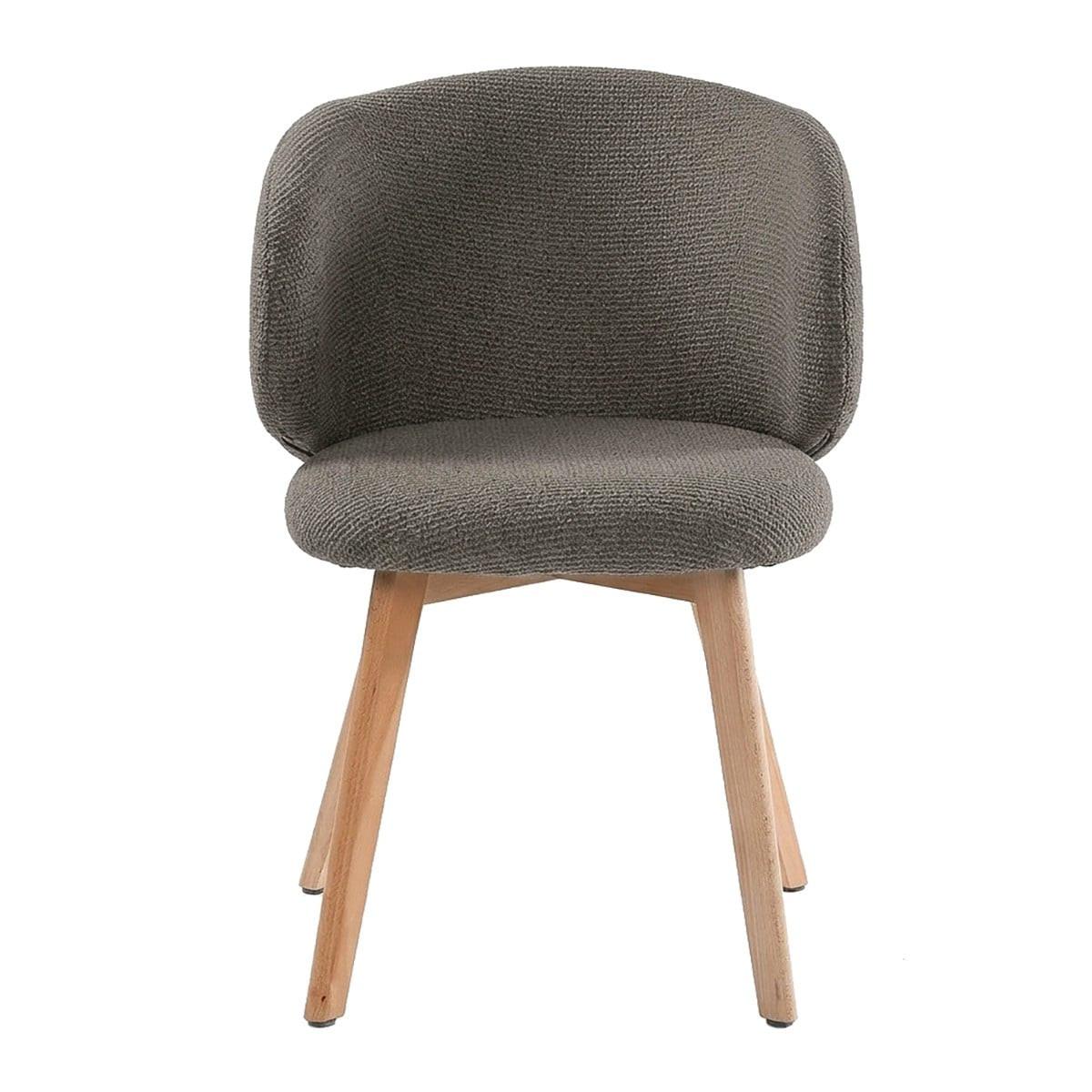 STÜHLE 2er?Set aus stoff und massive Holzfüße 60/55/79 cm - Braun, Textil (55/79/63.5cm) - Calicosy