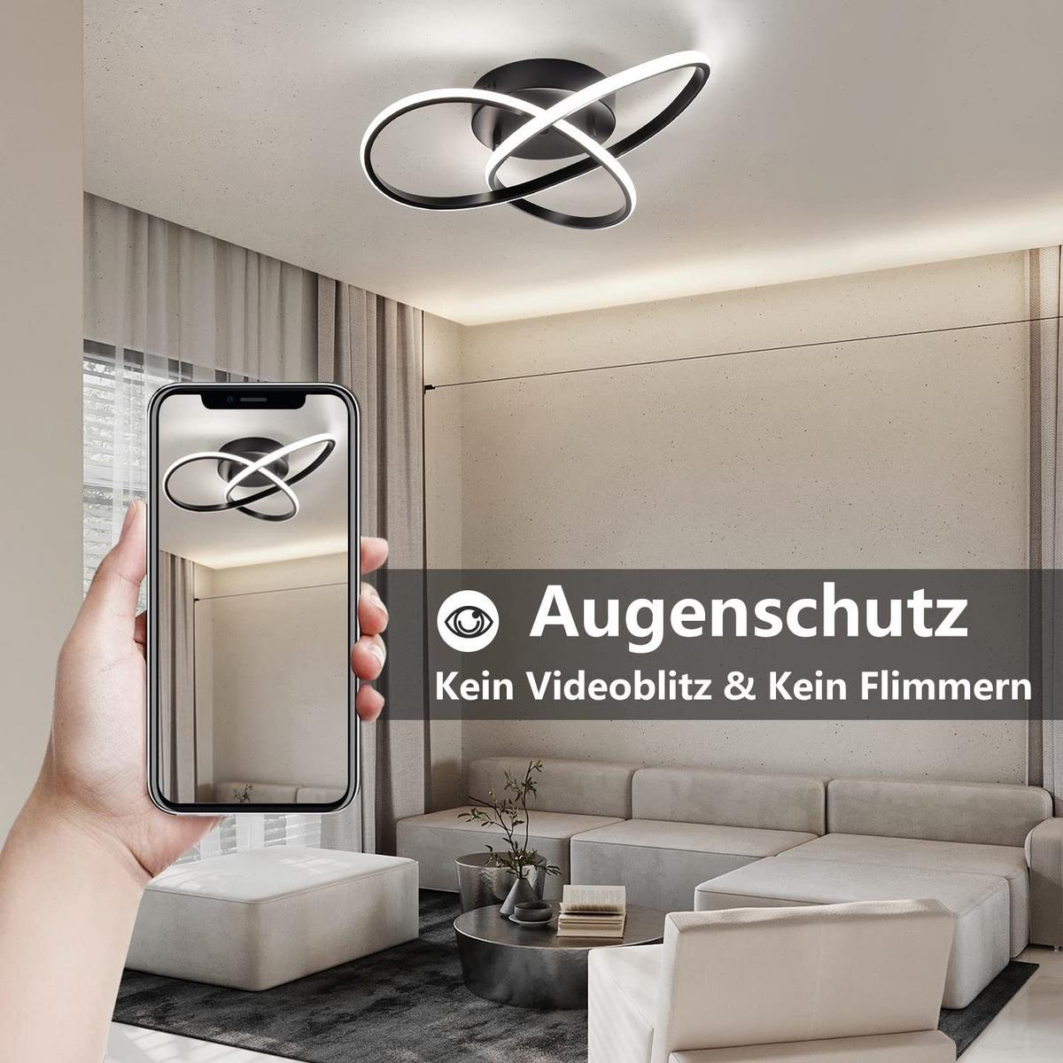 LED-DECKENLEUCHTE Möbius 40/40/14 cm - Schwarz, Kunststoff (40/40/14cm) - Nettlife