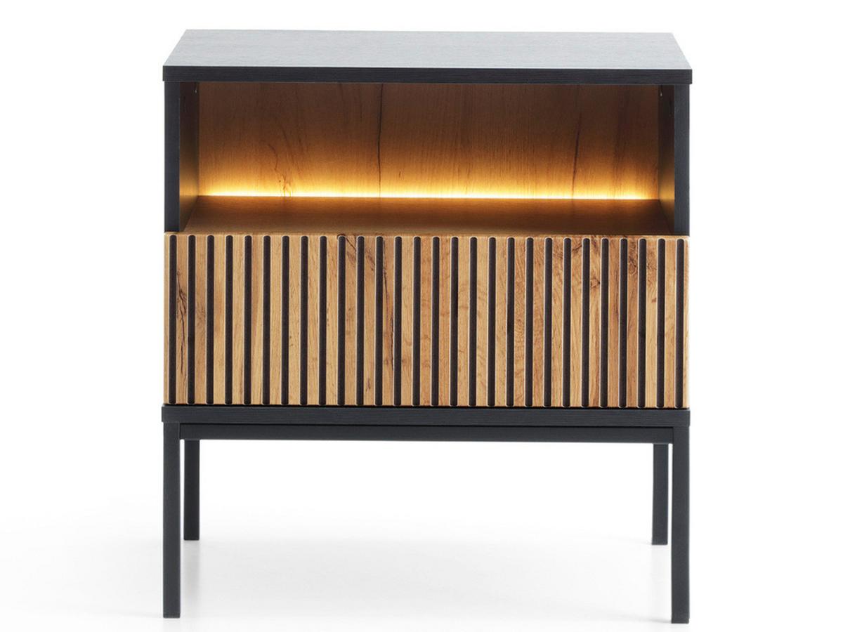 NACHTSCHRANK Schwarz 54 cm Deo - Schwarz, Naturmaterialien/Textil (54/39cm) - Graingold