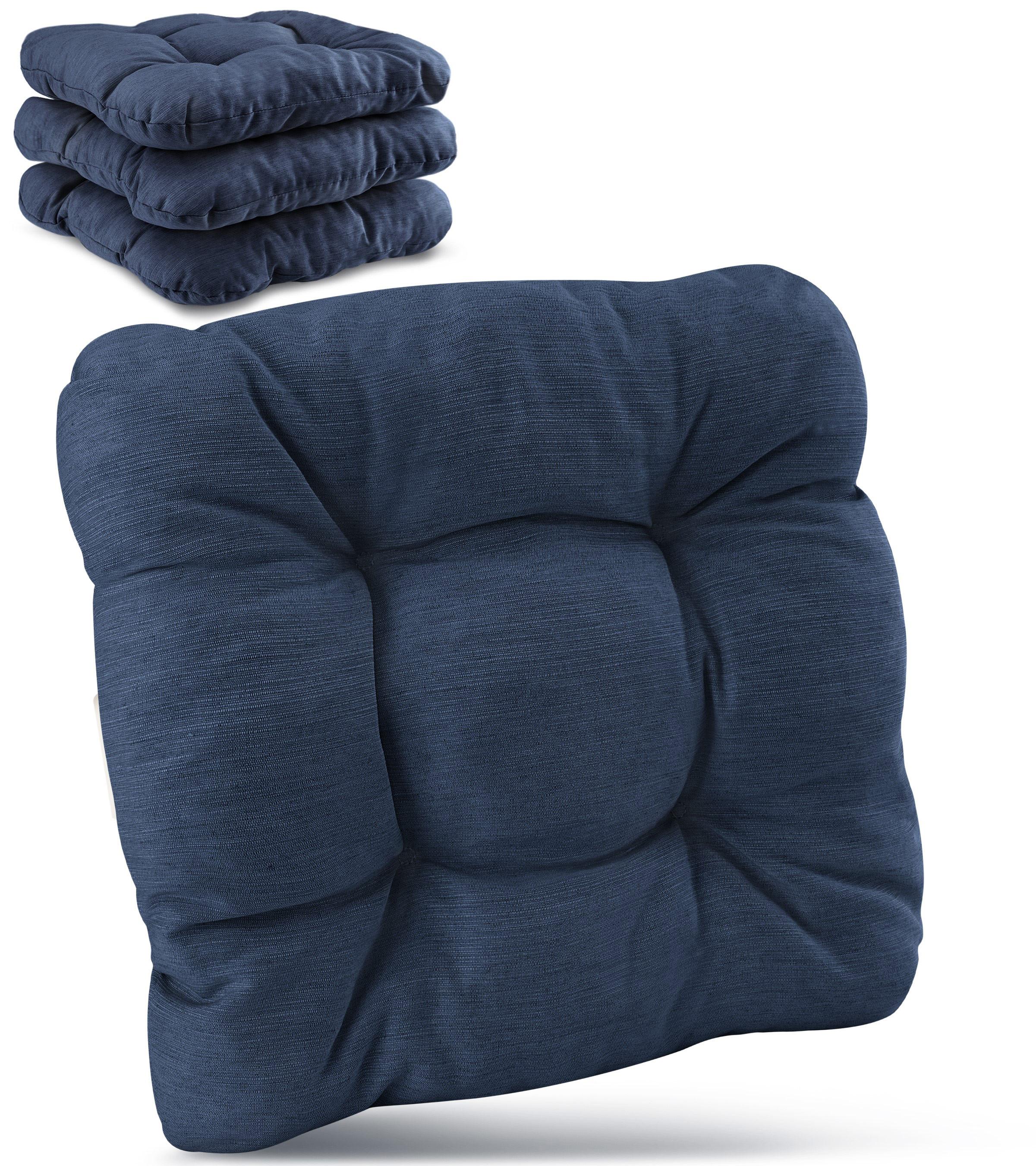 STUHLKISSEN HighLux SK 40/40/8cm Dunkelblau (4tlg) - Dunkelblau, Textil (40/40/32cm) - Beautissu 