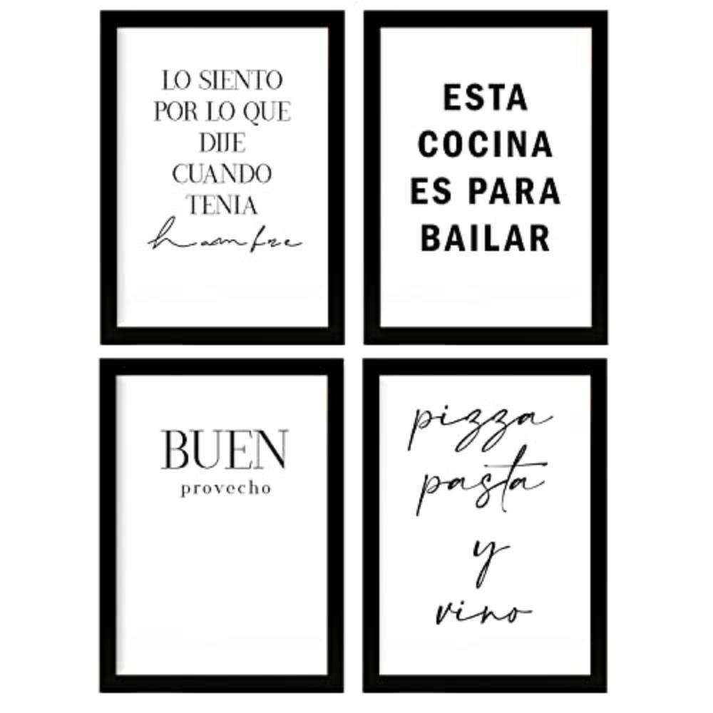 POSTER Set mit 4 Küche TypografieStil A3 Rahmenlos - Klar, Papier (29.7/3cm) - Nacnic