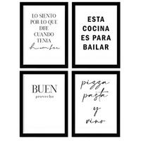 POSTER Set mit 4 Küche TypografieStil A3 Rahmenlos - Klar, Papier (29.7/3cm) - Nacnic