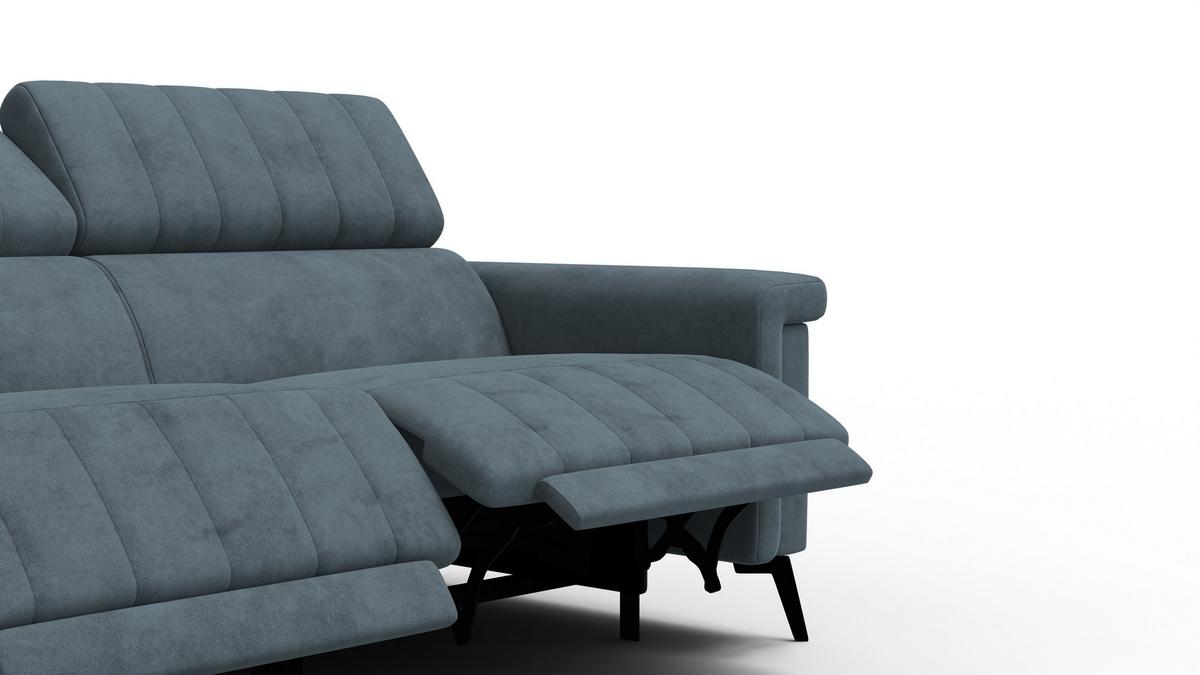 RELAXSOFA NORDEL 3-Sitzer, blaugrau - Blaugrau/Schwarz, Holz/Textil (194/80/105cm) - Wozimo