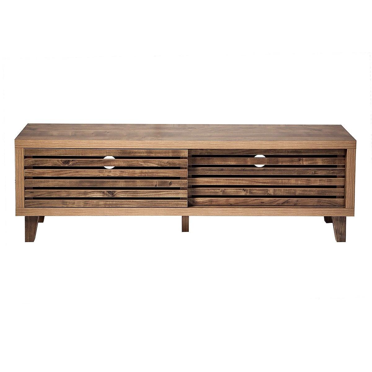 TV-MÖBEL mit 2 Schiebetüren 35/140/45 cm - Nussbaumfarben, Holzwerkstoff (35/45/43cm) - Calicosy