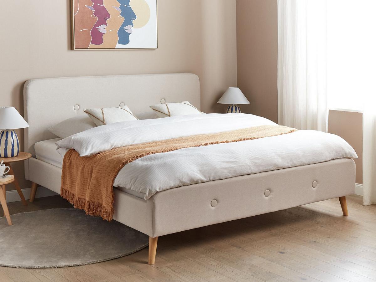 POLSTERBETT Beige 180x200 cmRennes - Hellbraun/Beige, Textil (180/200cm) - Beliani