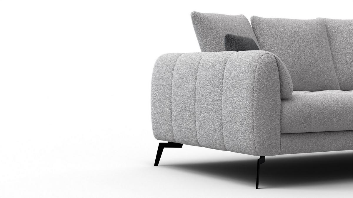 SOFA CALME 2,5-Sitzer, hellgrau - Hellgrau/Schwarz, Holz/Textil (199/92/108cm) - Wozimo