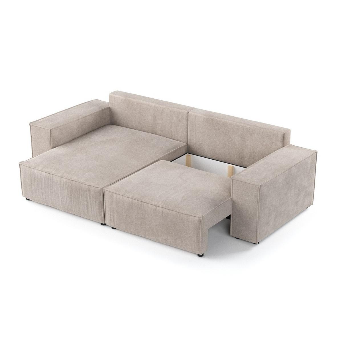 ECKSOFA SENSO mit Schlaffunktion Beige im Wind Stoff - Beige/Schwarz, Holz/Holzwerkstoff (255/148cm) - AltaBeds
