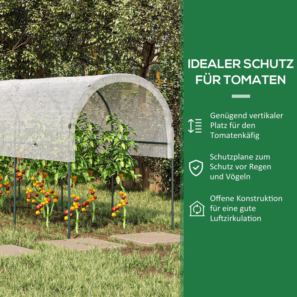 TOMATENGEWÄCHSHAUS, Winddichtes Foliengewächshaus, für Garten Balkon, Stahl, PE, Weiß - Weiß, Kunststoff/Metall (120/170/400cm) - Outsunny
